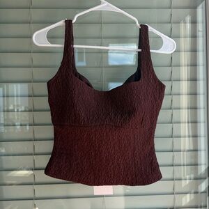ZARA Burgundy Textured Crop Top (Size M)